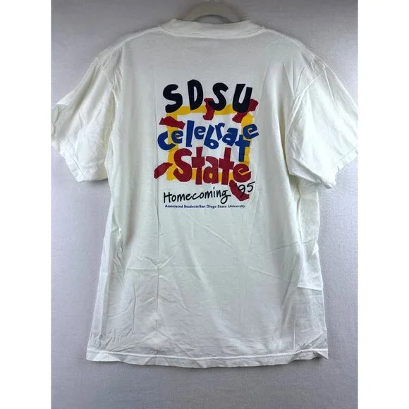 Vintage SDSU San Diego State T-Shirt Womens L 1995 Homecoming College Preppy Tee - Picture 3 of 8